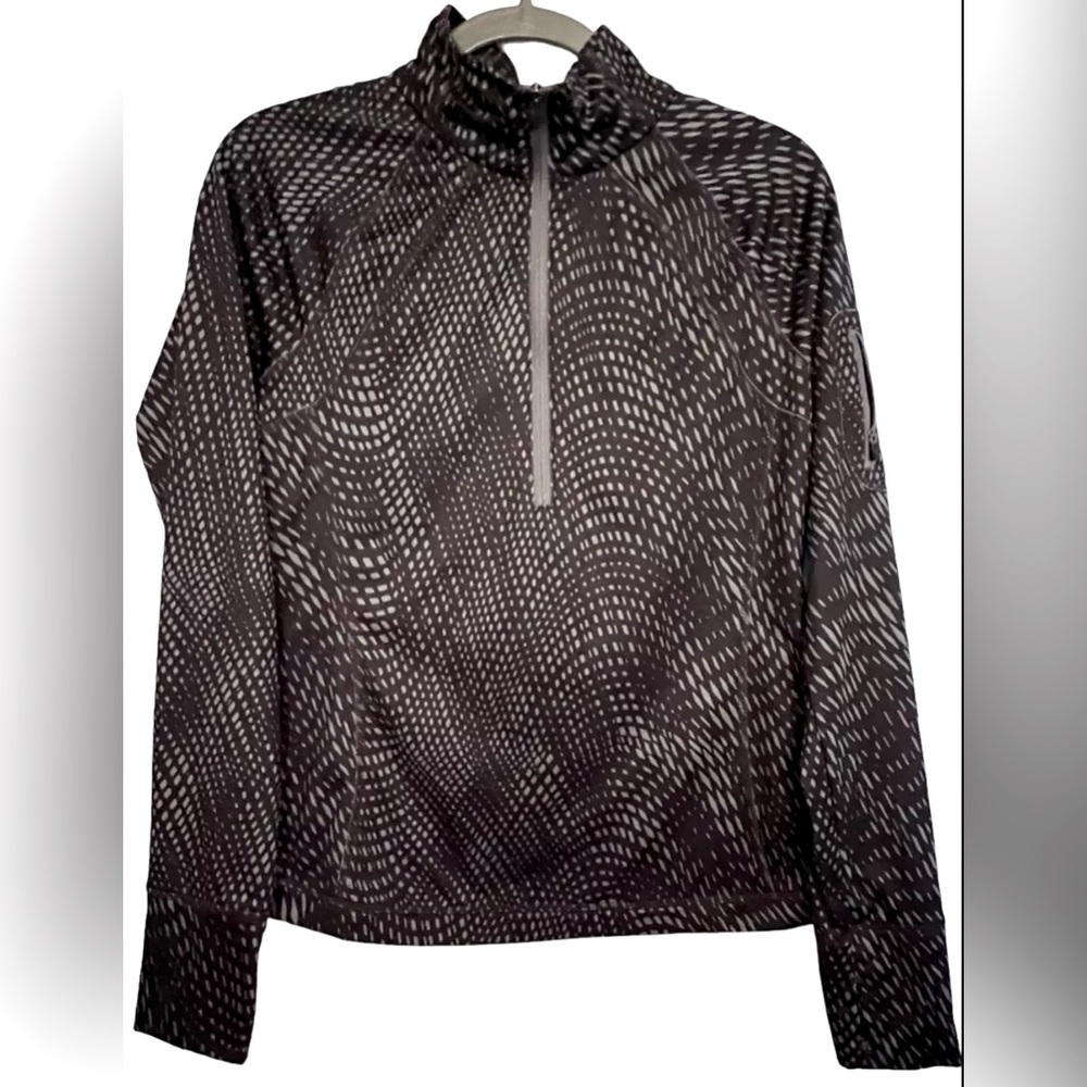 “TEK Gear” “Warmtek” Long Sleeve Black & Silver Half Zipper Front Sz (L) Top